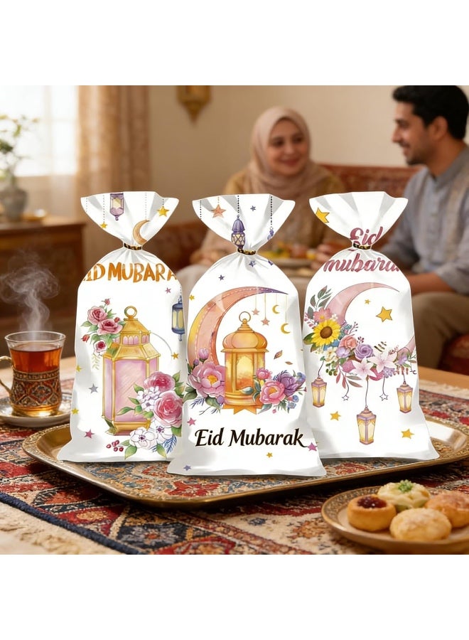 50 قطعة أكياس حلوى عيد مبارك: أكياس سيلوفان رمضانية مع أربطة ملتوية - هدايا حفلات للأطفال - أكياس بسكويت هدايا لعيد رمضان الإسلامي - Image 4